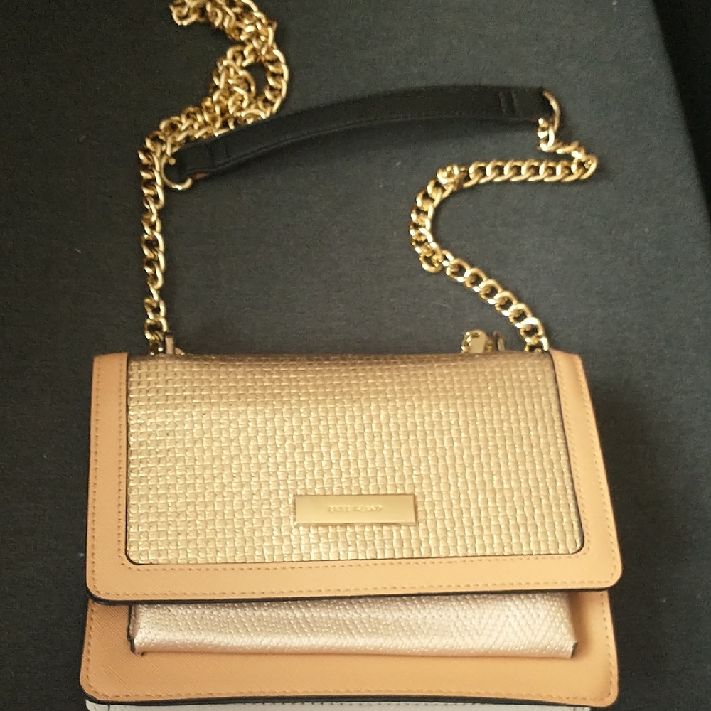 River Island Gold and Tan Crossbody Bag
